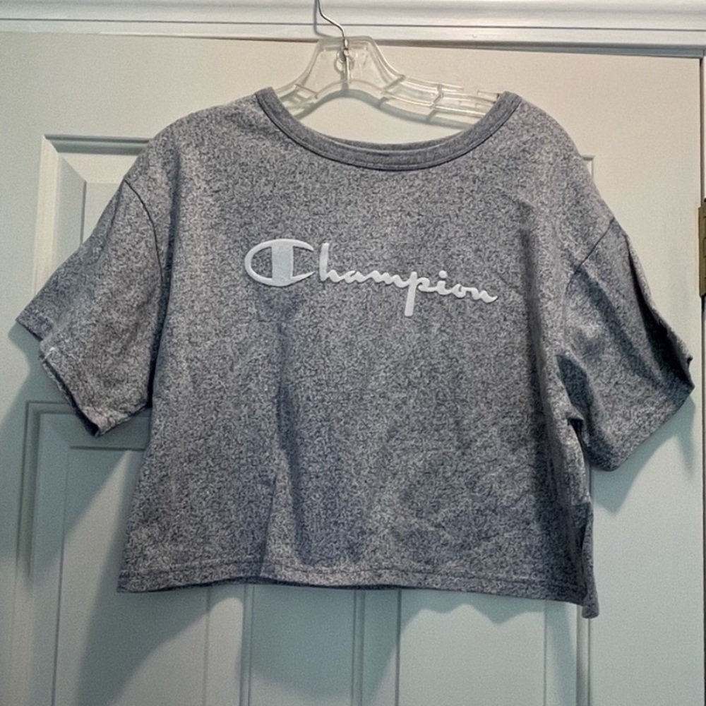 Champion cropped gray shirt medium